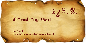 Örmény Ubul névjegykártya